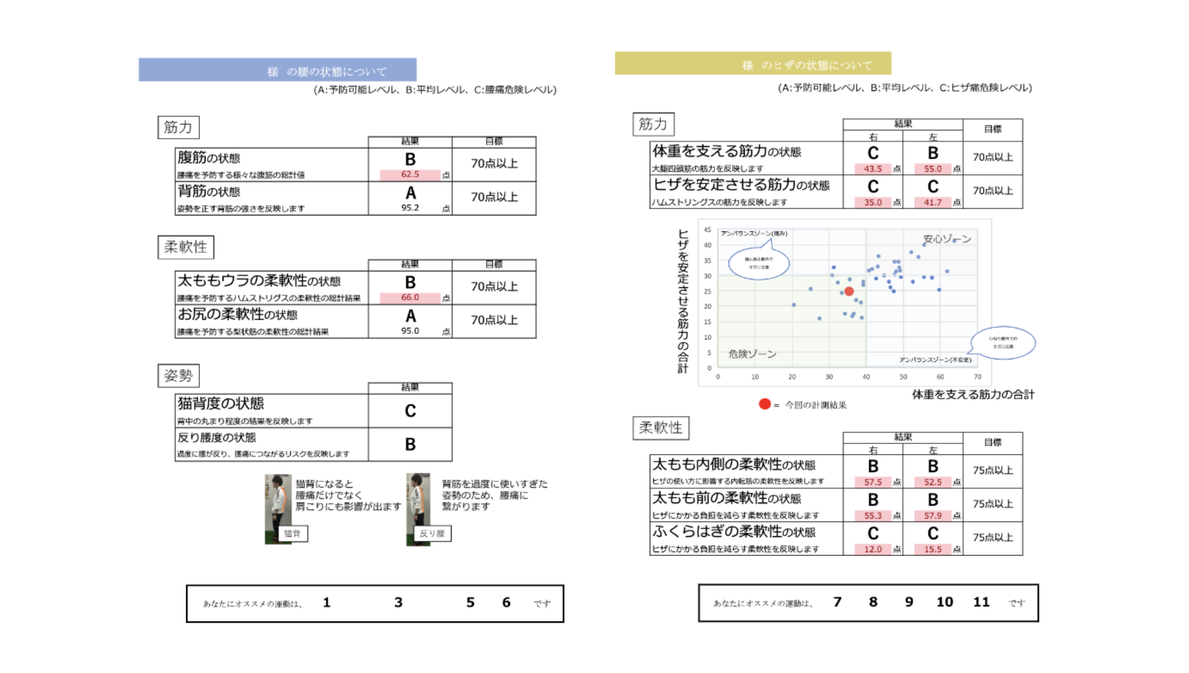 結果報告用紙のサンプル